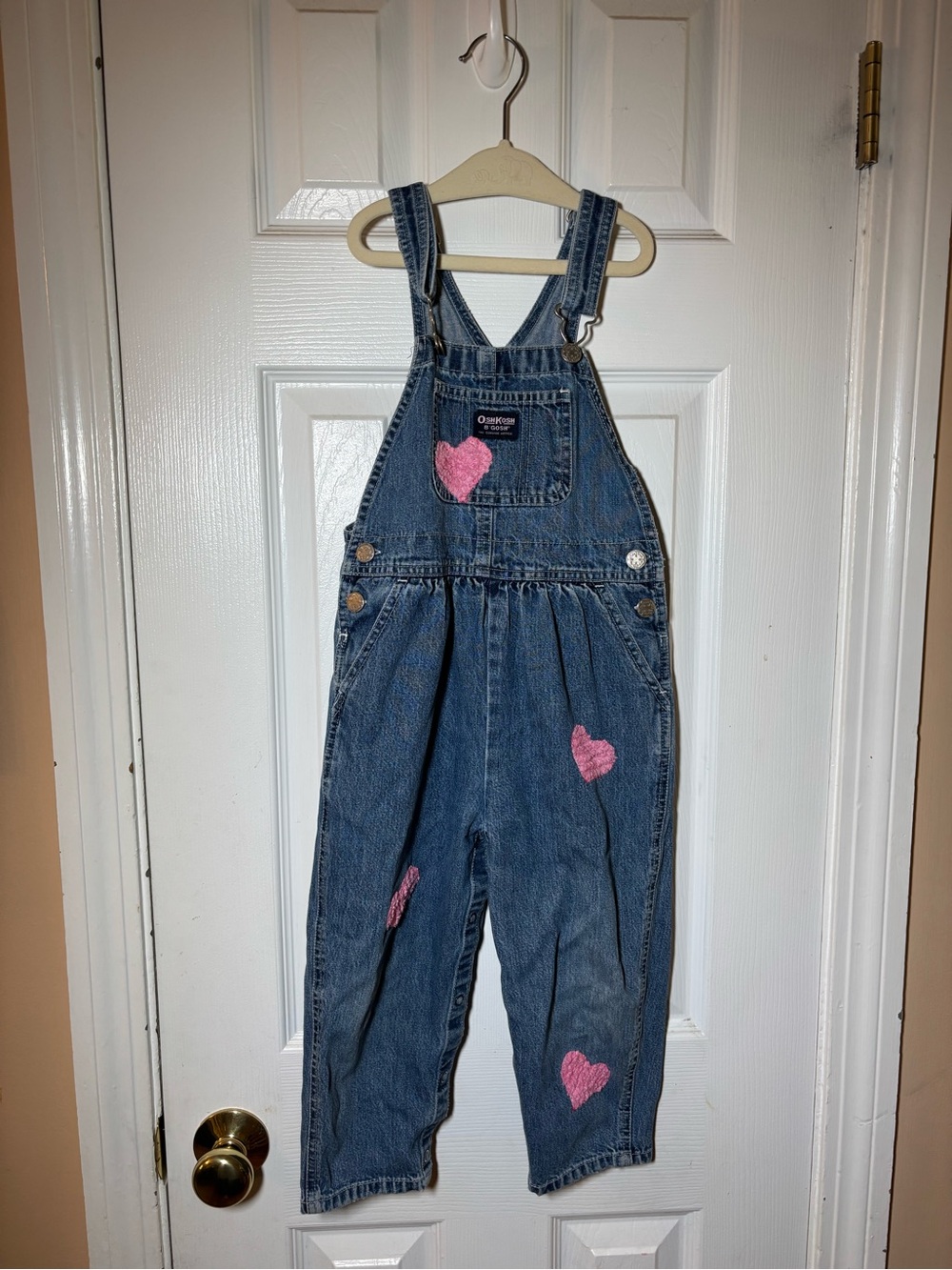 OshKosh B'gosh OOAK Handmade Pink Heart Denim Overalls for Kids‎